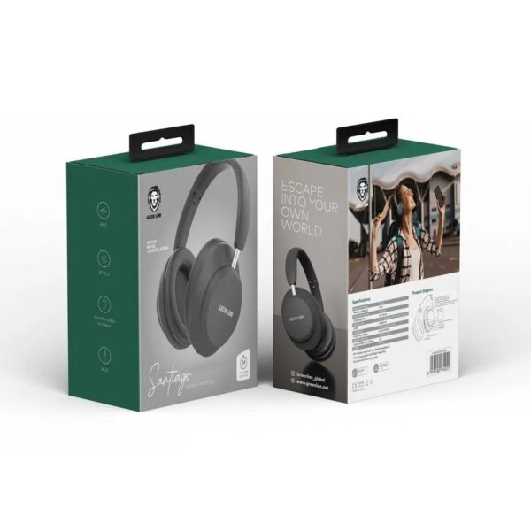 GNSNTGANCHPBK Green Lion Santiago Wireless Headphone Black